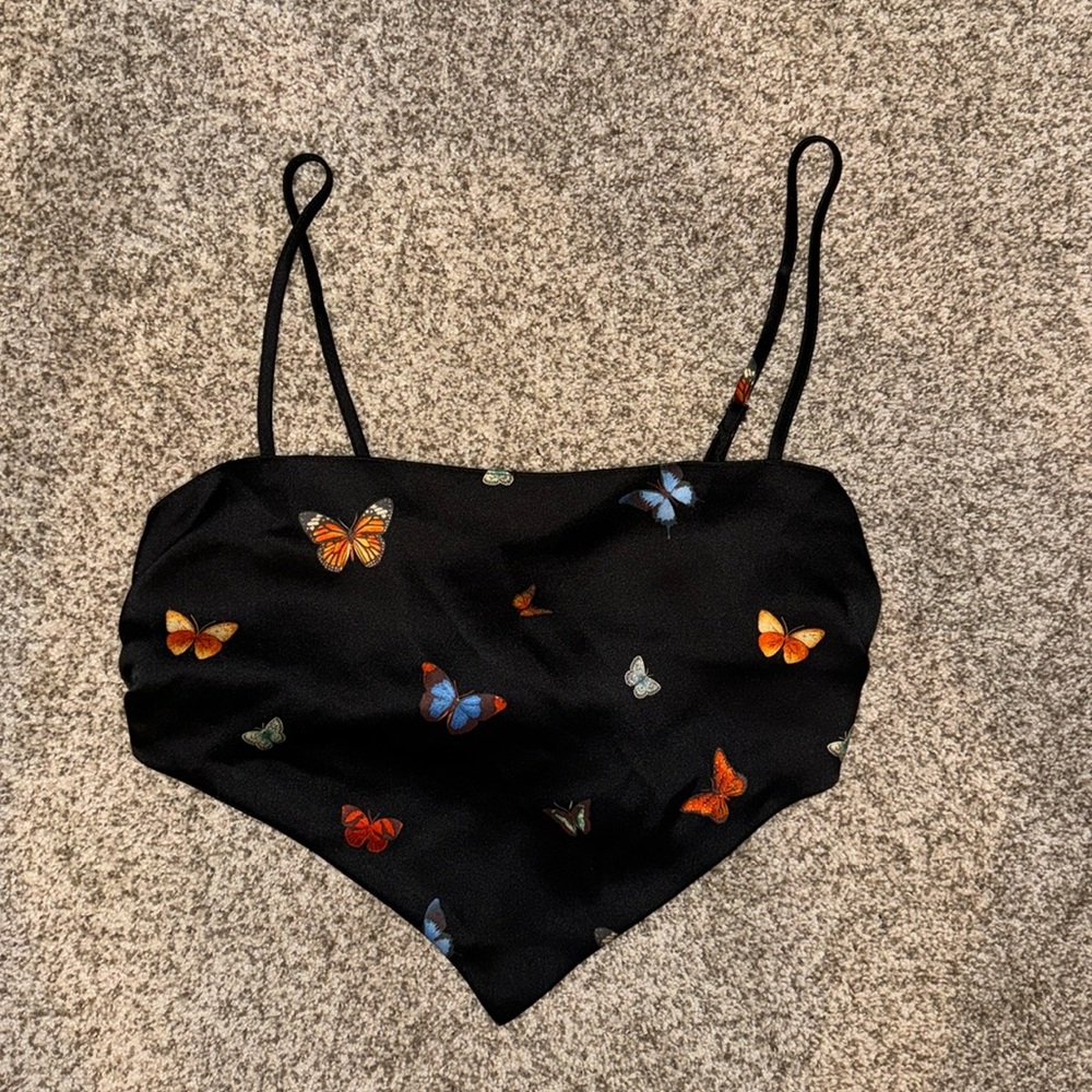 Silk butterfly crop top